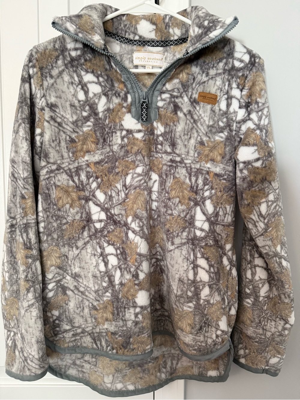 Youth - Simply Southern Fleece Quarter-Zip Pullover in Camo- Youth size Large